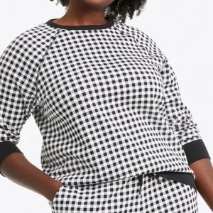 Draper James Natalie Sweatshirt in Gingham Black XL NEW WITH TAGS!